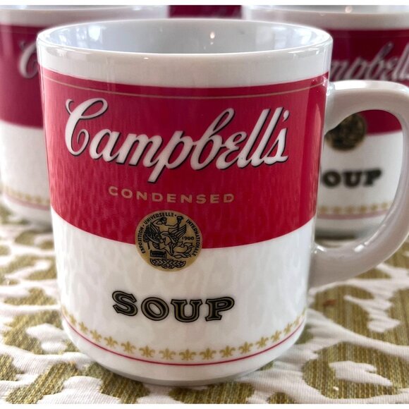 6 Set VTG 1981 Campbells Soup Porcelain Mugs Corning Glass Works Microwave Safe - Picture 7 of 8
